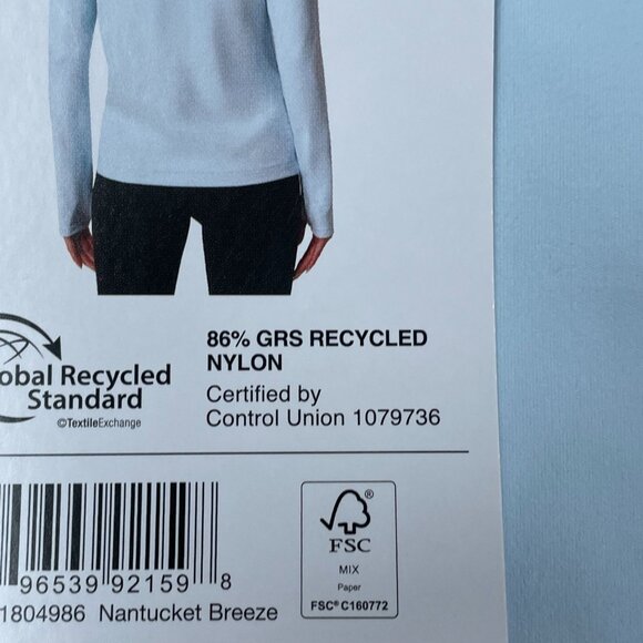 Mondetta Womens Active Long Sleeve Top M Light Blue Recycled Nylon NWT 6580 - Picture 5 of 8